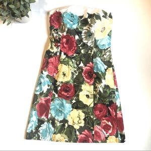 LOFT strapless floral cocktail dress size 0
